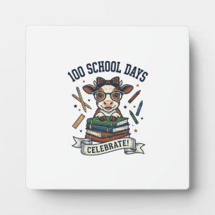 100 Days School Cow Vintage Engraving Teacher Shir Plaque