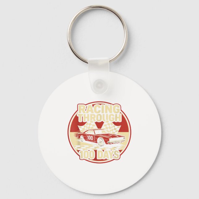 100 Days School Race Car Keychain (Front)