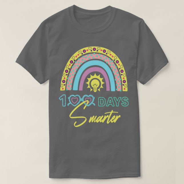 100 days school rainbow glasses Smarter tshirt for (Design Front)