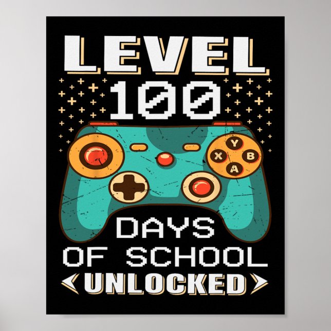 100 Days School Video Gamer 100th Day Teacher Stud Poster (Front)