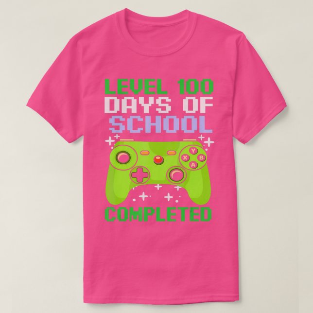 100 Days School Video Gaming 100th Day Teacher Stu T-Shirt (Design Front)