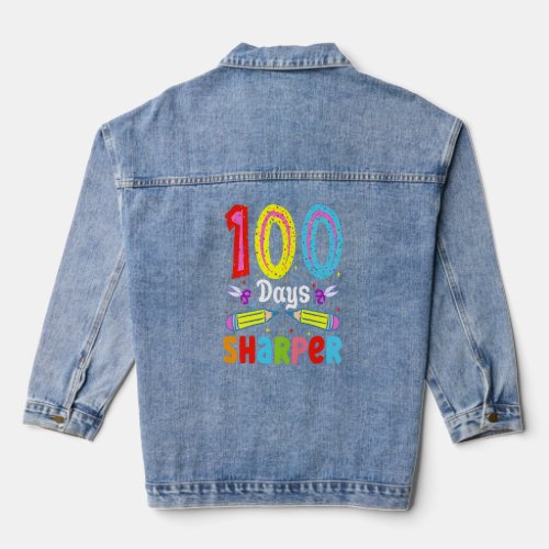 100 Days Sharper 100 Days Of School Pencil 100 Day Denim Jacket