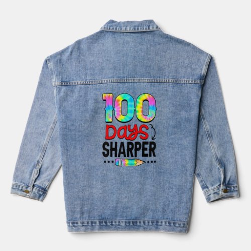 100 Days Sharper Crayon Pencil 100th Day Of School Denim Jacket