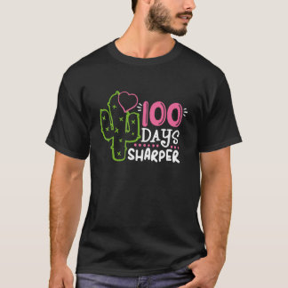 100 Days Sharper Happy 100th Day Of School Cactus T-Shirt
