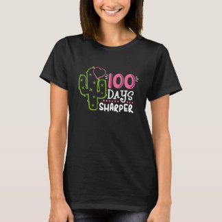 100 Days Sharper Happy 100th Day Of School Cactus T-Shirt