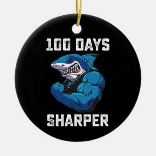 100 Days Sharper Shark 100th Day Of School Gym Ceramic Ornament