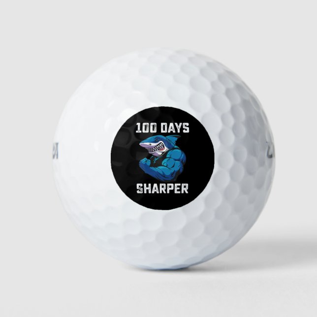 100 Days Sharper Shark 100th Day Of School Gym Golf Balls (Front)