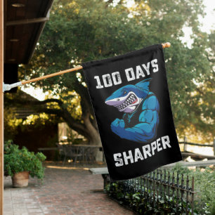 100 Days Sharper Shark 100th Day Of School Gym House Flag