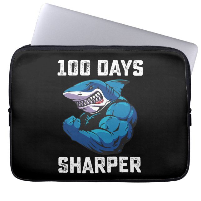 100 Days Sharper Shark 100th Day Of School Gym Laptop Sleeve (Front)