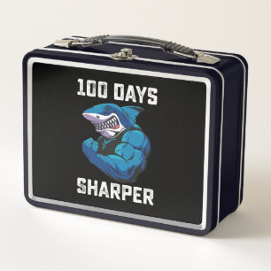 100 Days Sharper Shark 100th Day Of School Gym Metal Lunch Box