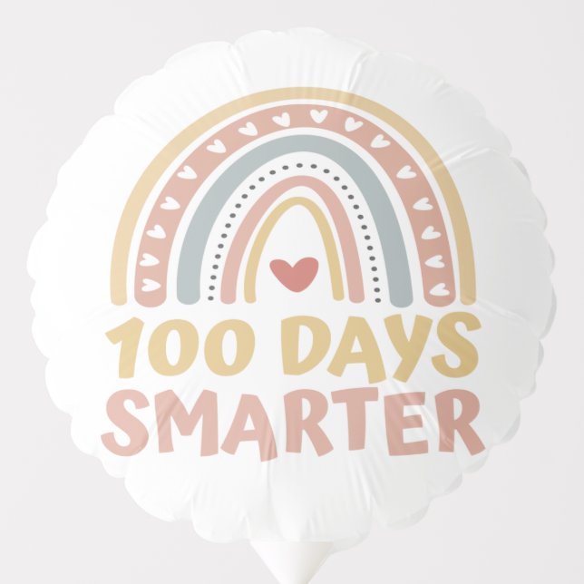 100 Days Smarter 100 Days of School Boho Rainbow  Balloon (Front)