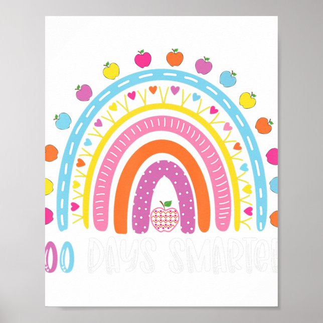 100 Days Smarter 100 Days Of School Rainbow Teache Poster (Front)