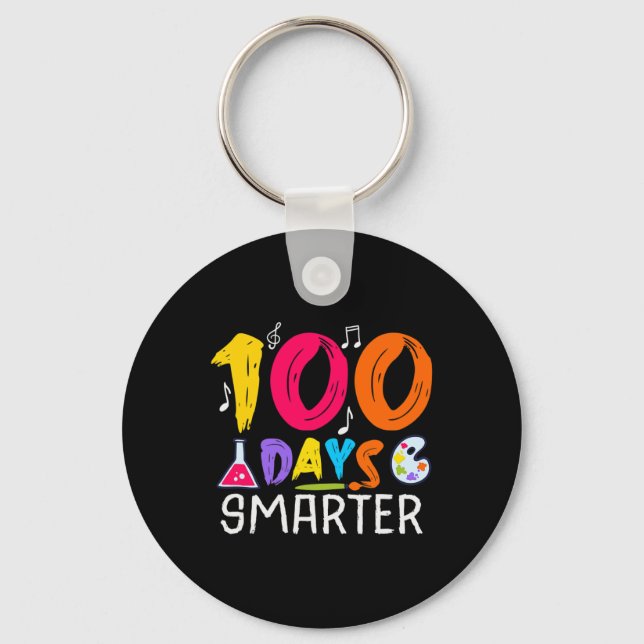100 Days Smarter - 100 Days Of School Themed  Keychain (Front)