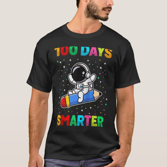 100 Days Smarter 100th Day of School Astronaut Spa T-Shirt (Front)