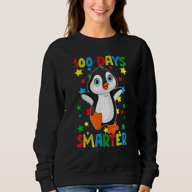 100 Days Smarter 100th Day Of School Cute Penguins Sweatshirt (Front)