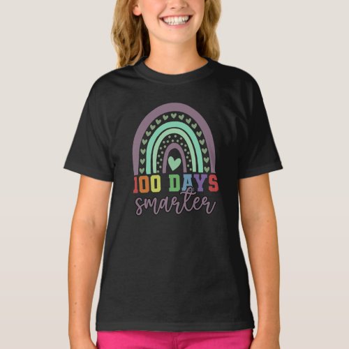 100 Days Smarter 100th Day of School Cute Rainbow T_Shirt