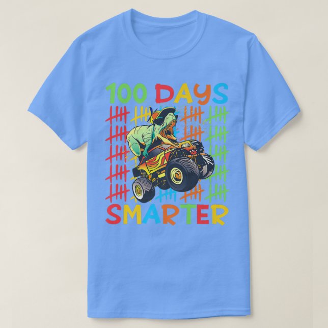 100 Days Smarter 100th Day Of School Dinosaur Mons T-Shirt (Design Front)