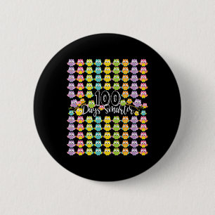 100 Days Smarter- 100th Day Of School Owl Kids And Button