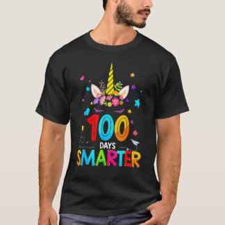100 Days Smarter 100th Day Of School Unicorn Stude T-Shirt
