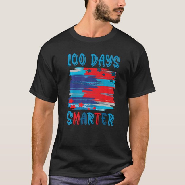 100 Days Smarter American US Flag Happy 100th Day  T-Shirt (Front)