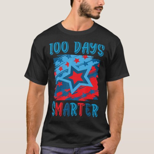 100 Days Smarter American US Flag Happy 100th Day  T_Shirt