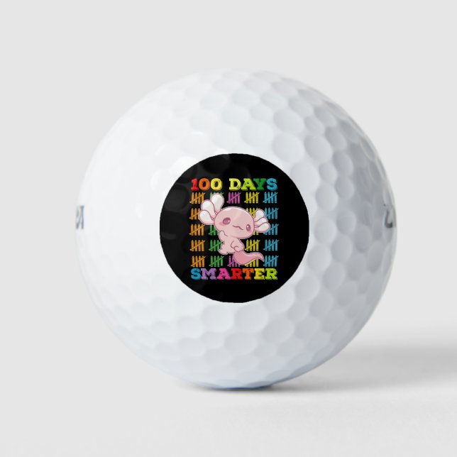 100 Days Smarter Axolotl 100th Day Of School Golf Balls (Front)