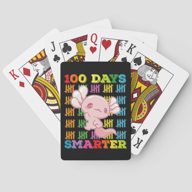 100 Days Smarter Axolotl 100th Day Of School Poker Cards (Back)