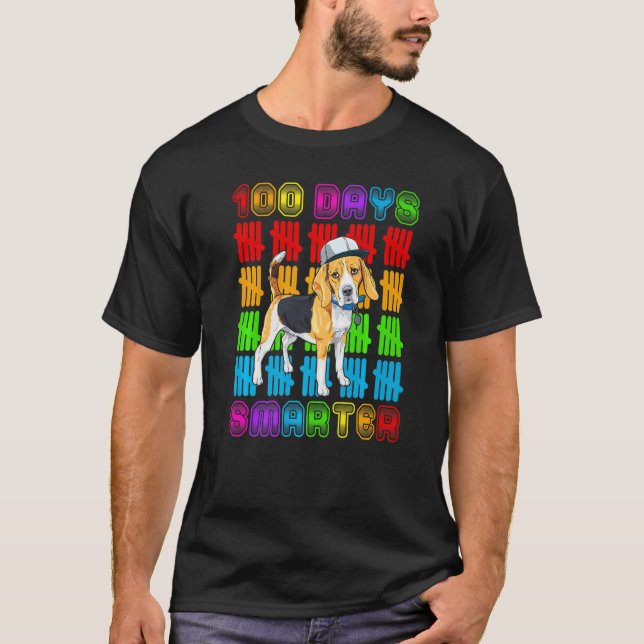100 Days Smarter Beagle Dog Lovers 100 Days Of Sch T-Shirt (Front)