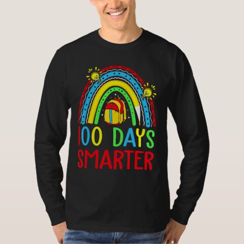 100 Days Smarter Book Rainbow 100 Day Of School Bo T_Shirt