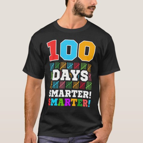 100 Days Smarter Counting Hash Marks 100th Days T_Shirt