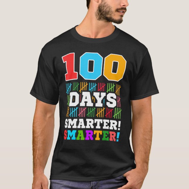 100 Days Smarter Counting Hash Marks 100th Days T-Shirt (Front)
