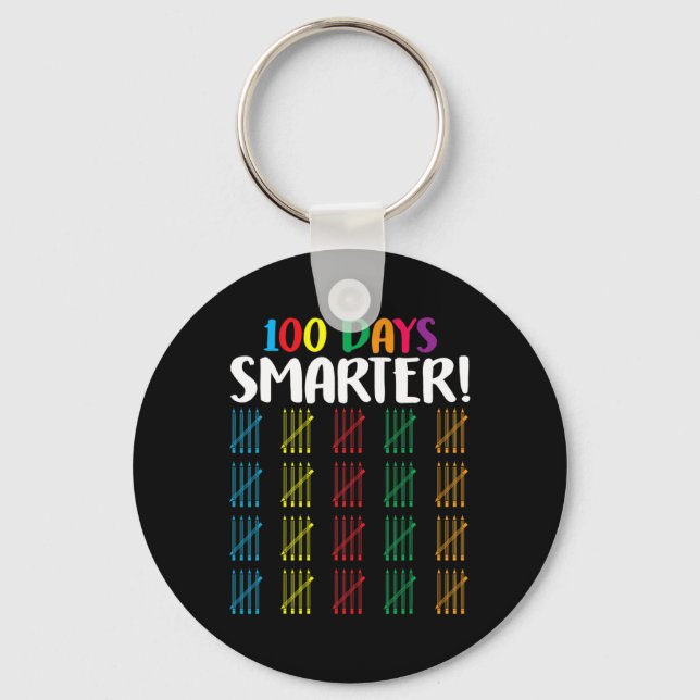 100 days smarter  Counting Hash Marks days of scho Keychain (Front)