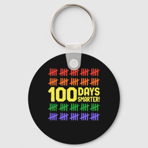 100 Days Smarter Counting Hash Marks Days of Schoo Keychain