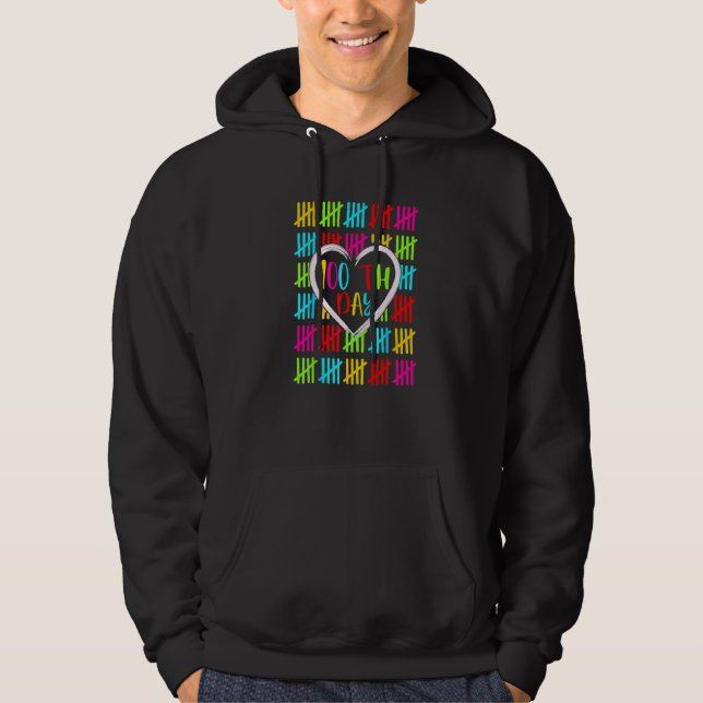 100 Days Smarter Counting Tally Marks 100Th Day Of Hoodie (Front)
