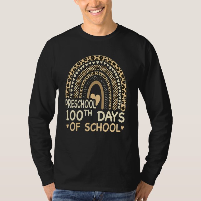 100 Days Smarter Cute 100th Day Of Preschool Rainb T-Shirt (Front)