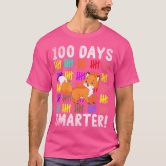 100 Days Smarter Cute Animal Fox 100 Days Of Schoo T-Shirt