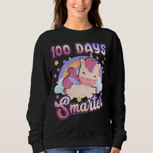 100 Days Smarter Cute Unicorn 100th Day Gift Kids  Sweatshirt