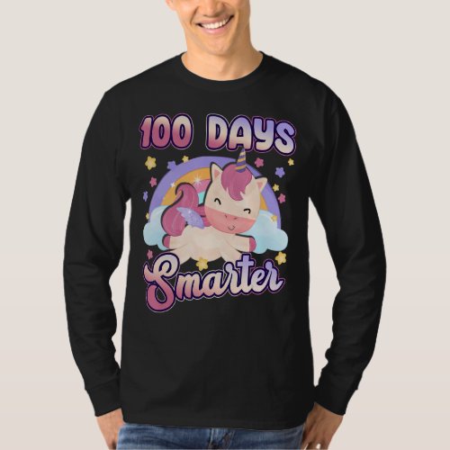 100 Days Smarter Cute Unicorn 100th Day Gift Kids  T_Shirt