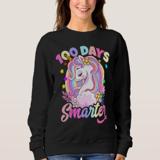 100 Days Smarter Cute Unicorn Teacher Girls 100th  Sweatshirt