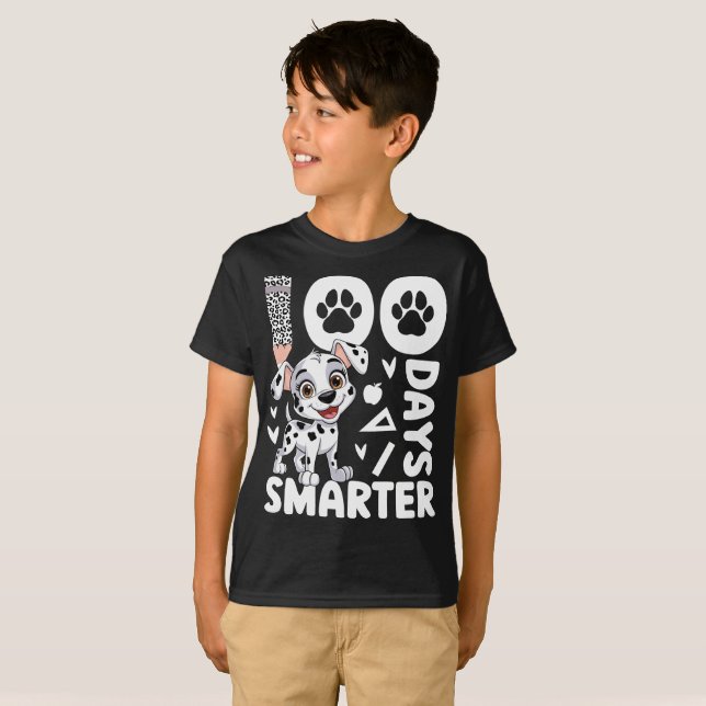 100 Days Smarter Dalmatian Celebration Design T-Shirt (Front Full)