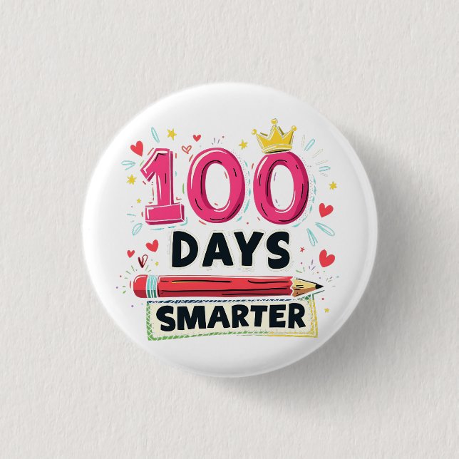 100 Days Smarter Days of School Teacher  Button (Front)
