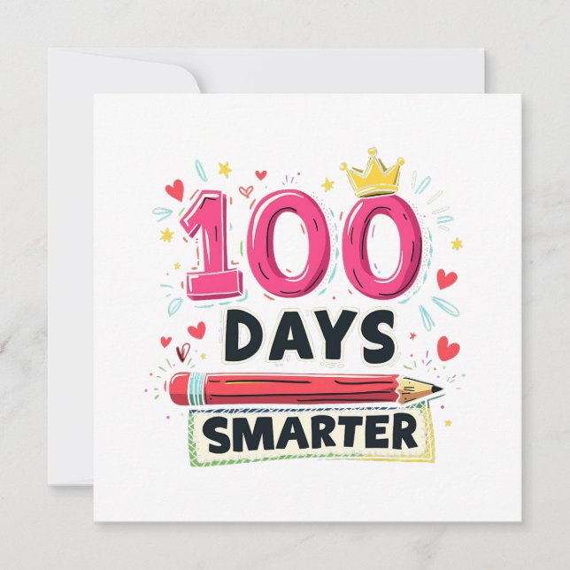 100 Days Smarter Days of School Teacher  Holiday Card (Front)