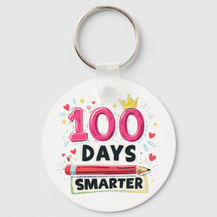 100 Days Smarter Days of School Teacher Keychain