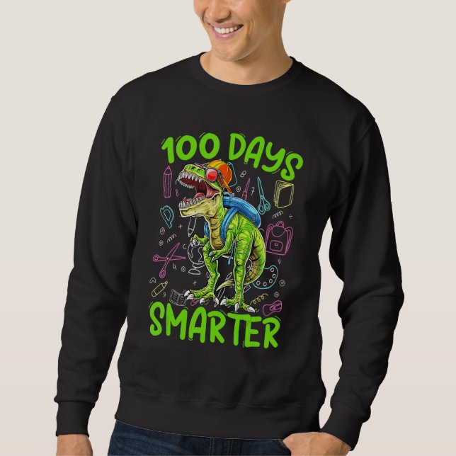 100 Days Smarter Dinosaur Rex   Kids Boys Toddler Sweatshirt (Front)