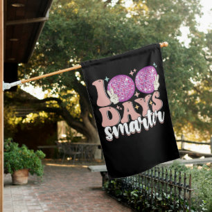 100 Days Smarter Disco Ball 100th Day Of School House Flag