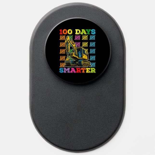 100 Days Smarter Excavator 100th Day Of School PopSocket (Popsocket)