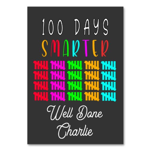 100 Days Smarter for Kids Happy 100 Days of Sckool Table Number