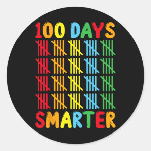 100 Days Smarter Fun Tally Teacher And Students No Classic Round Sticker