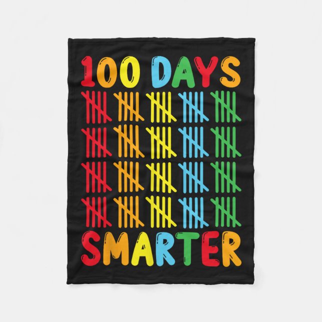 100 Days Smarter Fun Tally Teacher And Students No Fleece Blanket (Front)