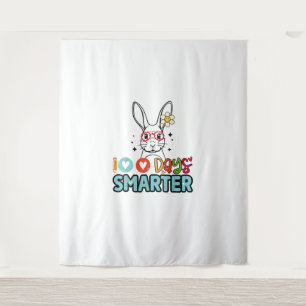 100 Days Smarter Girls Cute Bunny 100th Day Of Sch Tapestry